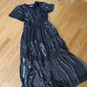 Anthropologie Shiny Black Maxi Dress